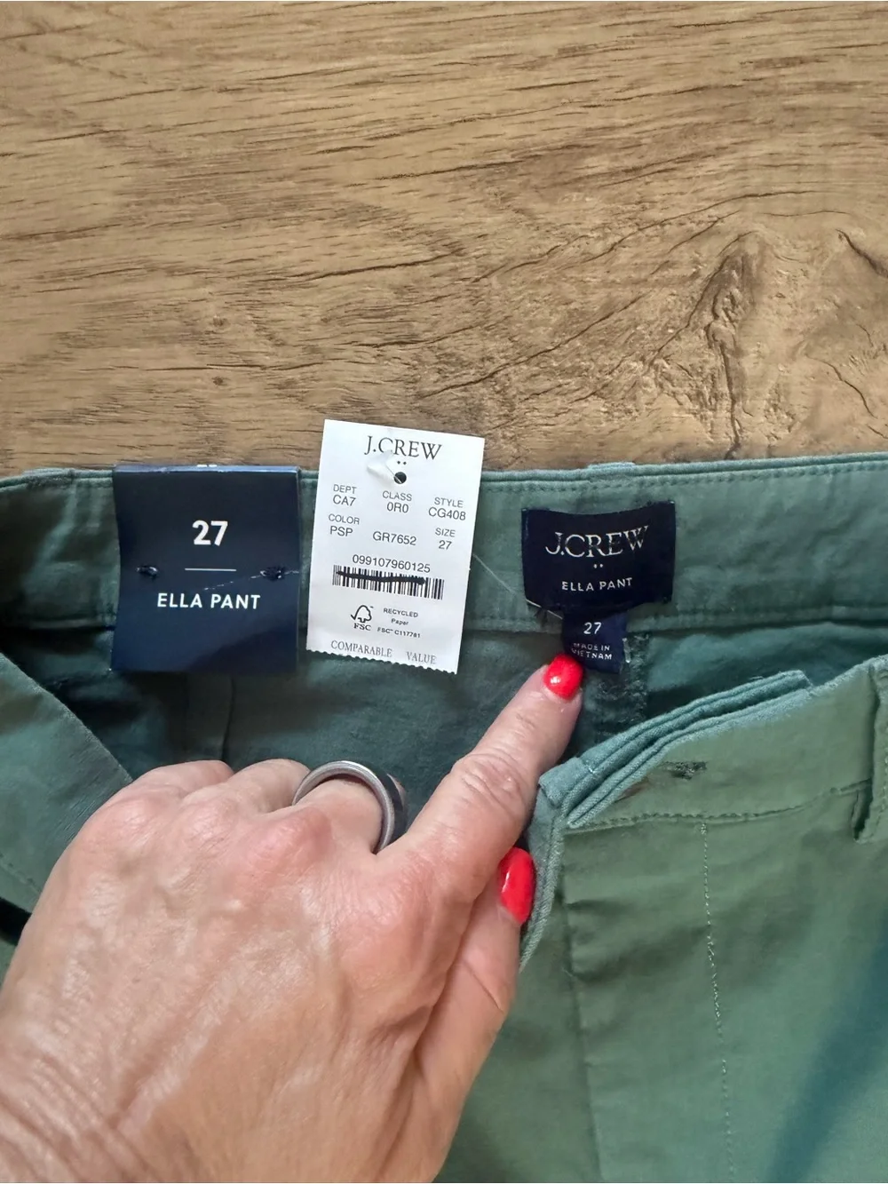 NWT J.Crew Ella Pant Wide Leg Olive Green Linen Blend Size 27
